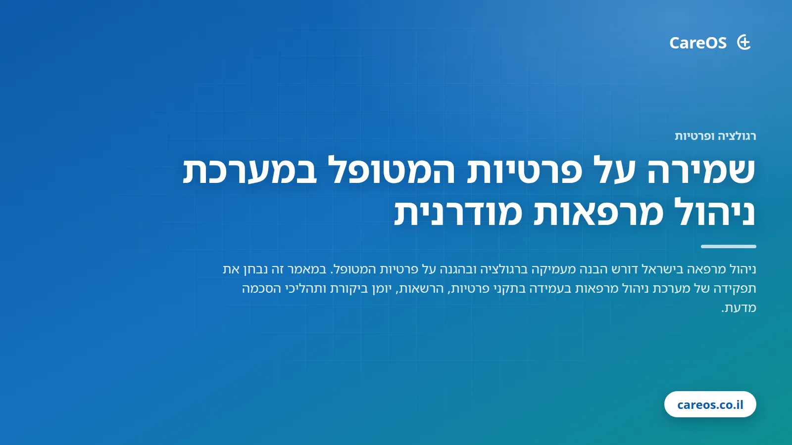 שמירה על פרטיות המטופל במערכת ניהול מרפאות מודרנית