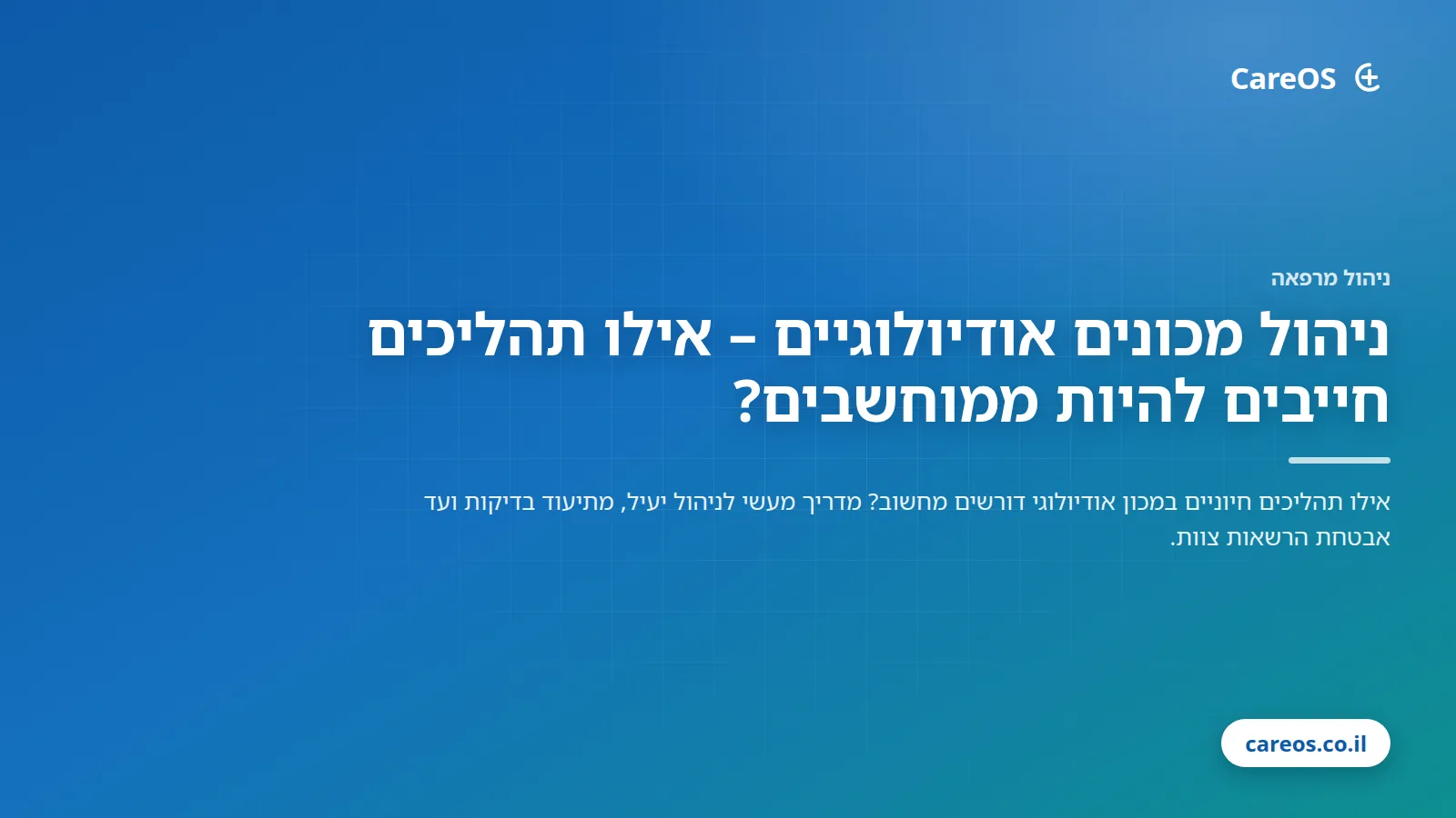 ניהול מכונים אודיולוגיים – אילו תהליכים חייבים להיות ממוחשבים?
